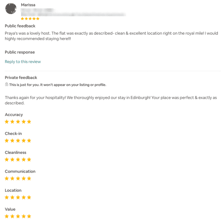 5 Star Airbnb Review