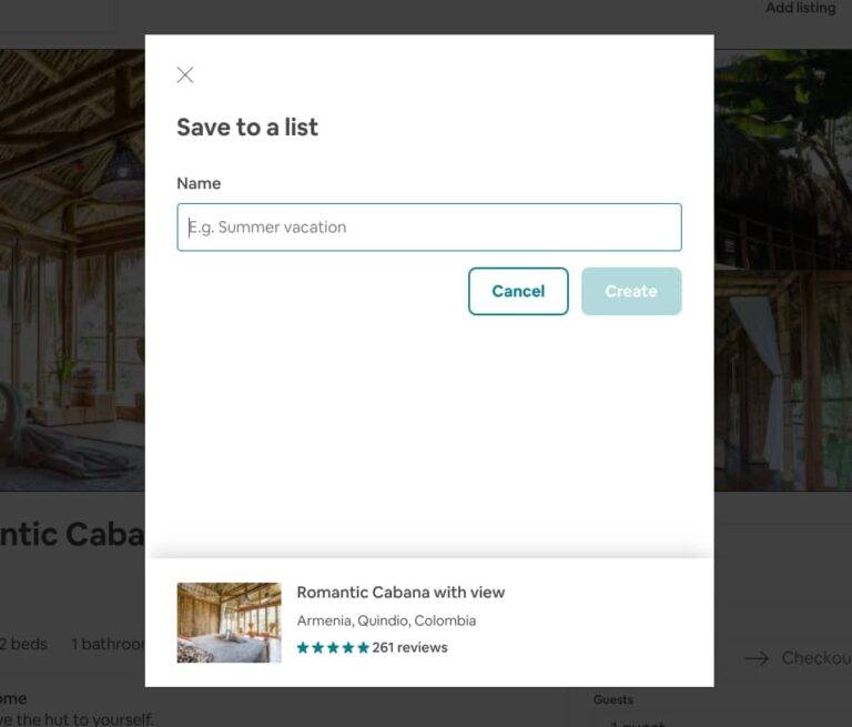 Choose the Wish List To Save AIrbnb Listing
