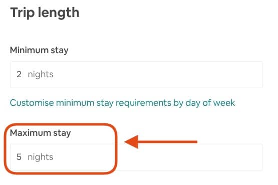 Set Maximum Number Of Nights in Airbnb