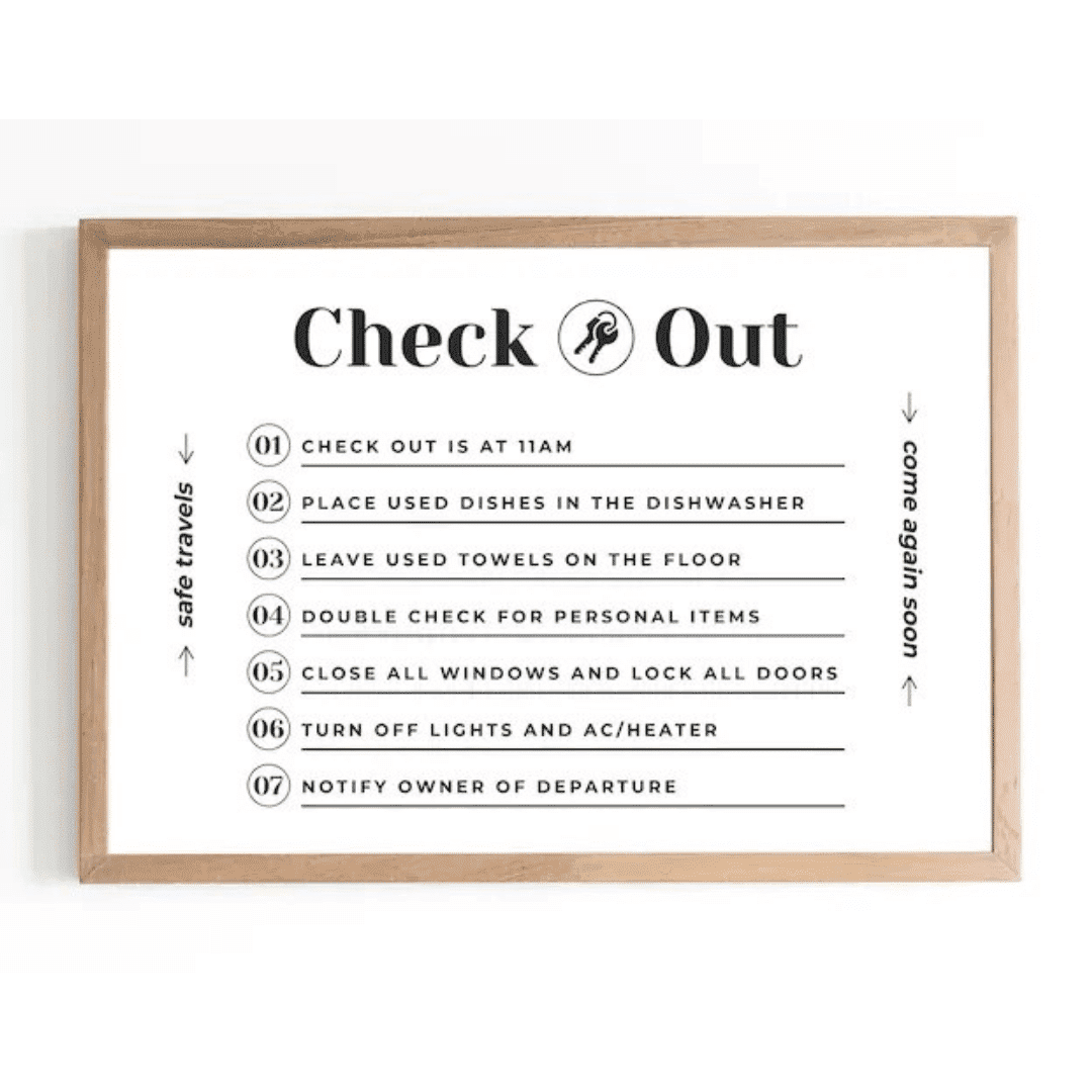 Airbnb Checkout Sign